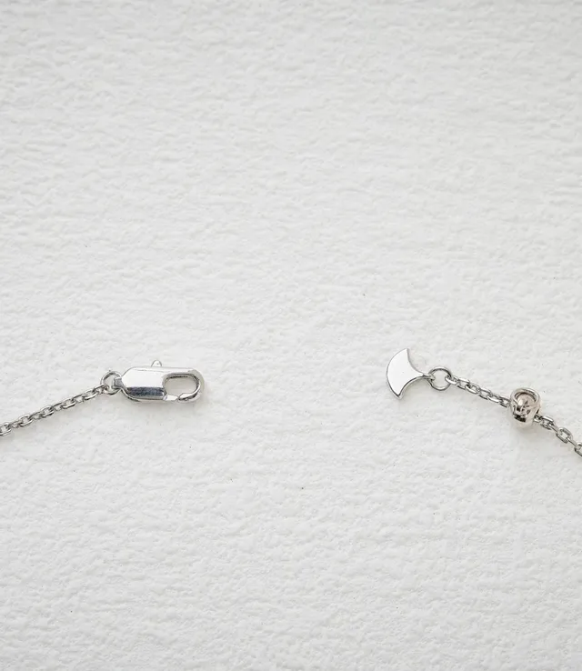 Silver-Tone Floral Motif Clear Stone Necklace 3