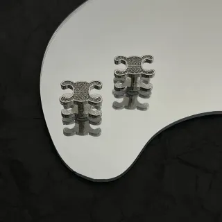 Silver-Tone Interlocking Double-C Motif Stud Earrings