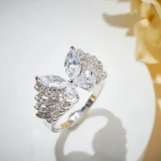 Silver-Tone Multi-Stone Marquise Cluster Ring