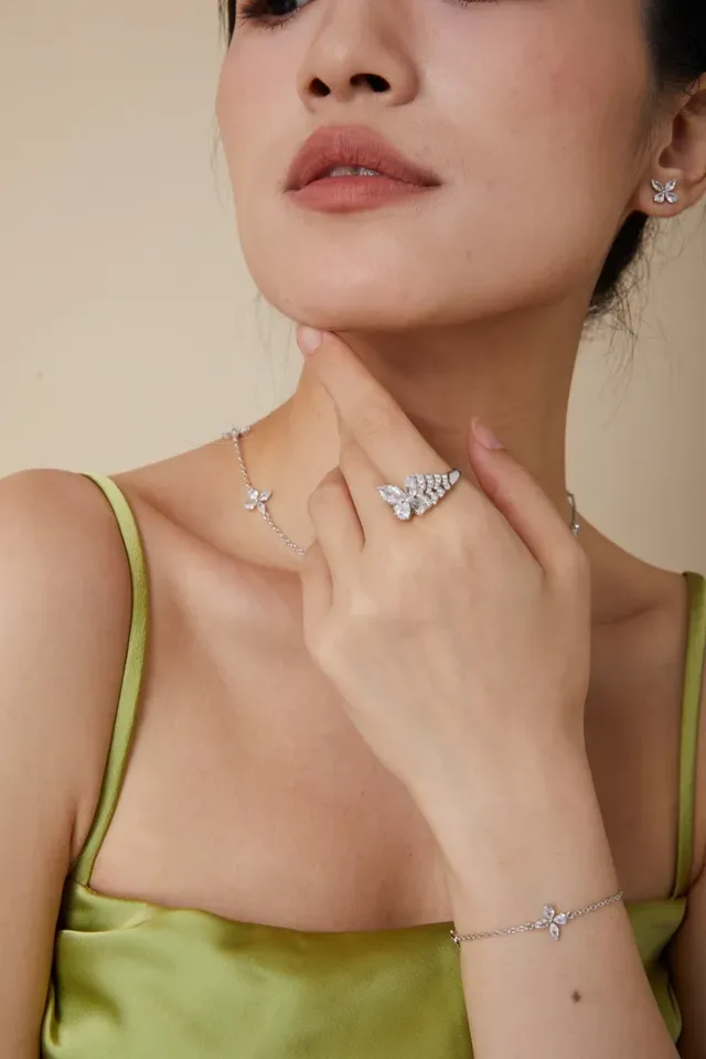 Silver-Tone Multi-Stone Marquise Cluster Ring 2