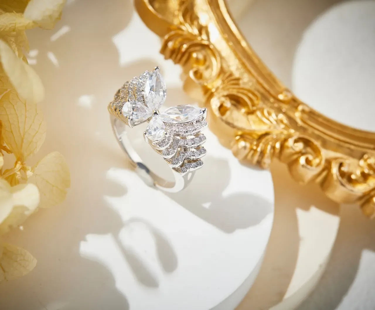 Silver-Tone Multi-Stone Marquise Cluster Ring 4