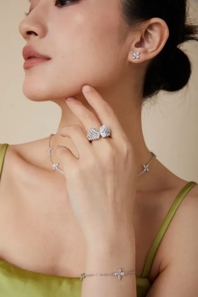 Silver-Tone Multi-Stone Marquise Cluster Ring 5