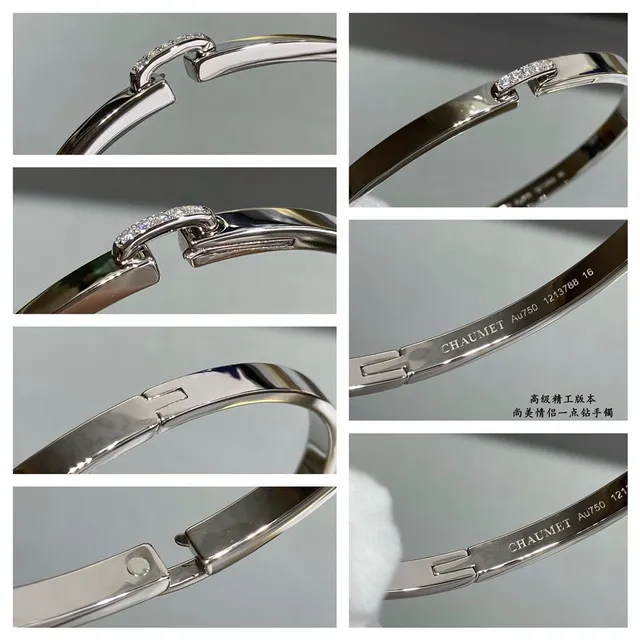 Silver-Tone Pavé Crystal and Plain Hinged Cuff Bracelets 4