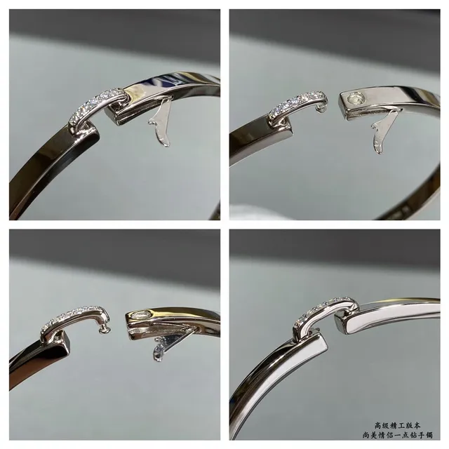 Silver-Tone Pavé Crystal and Plain Hinged Cuff Bracelets 5