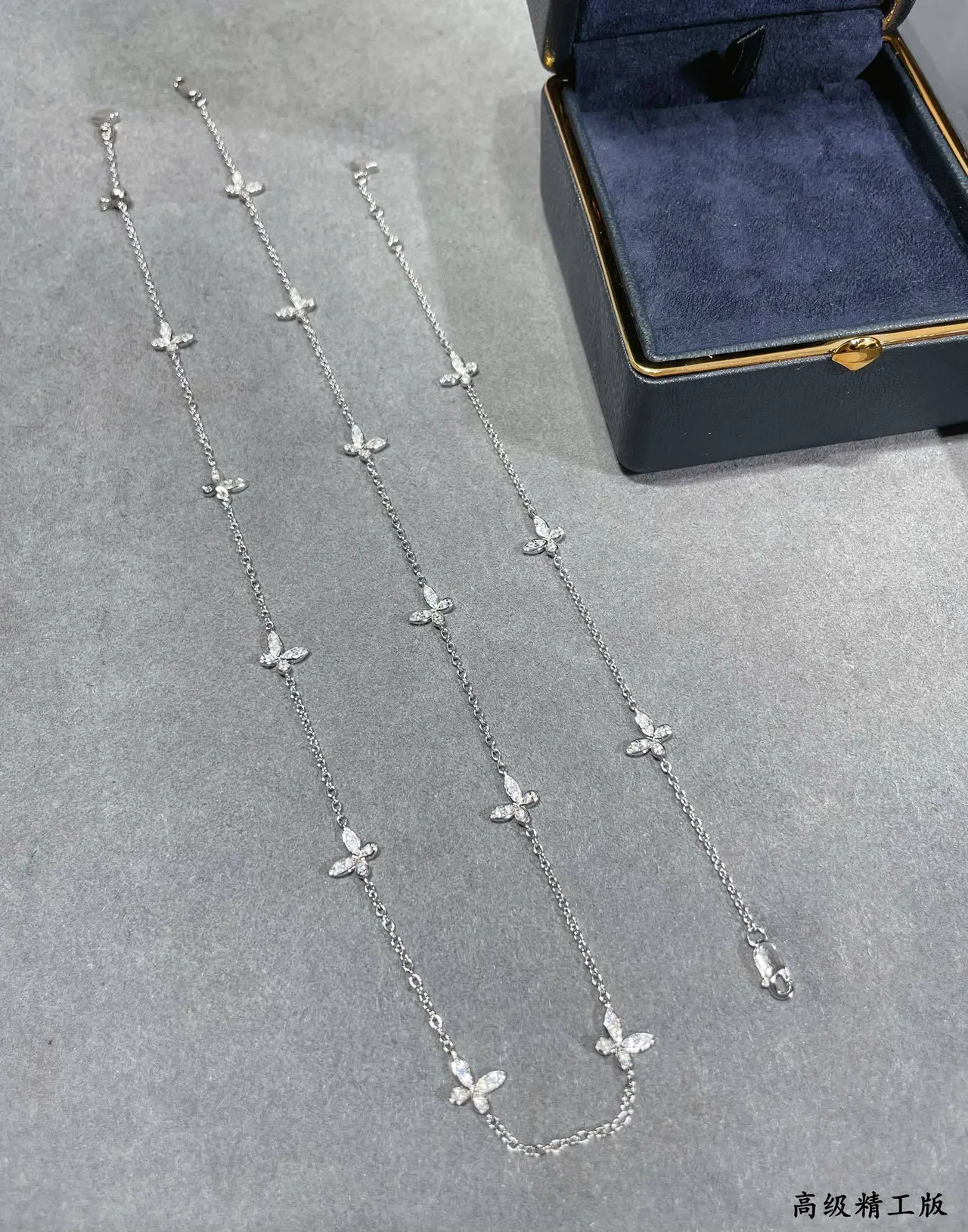 Silver-Tone Pavé Floral Pendant Chain Bracelet 3
