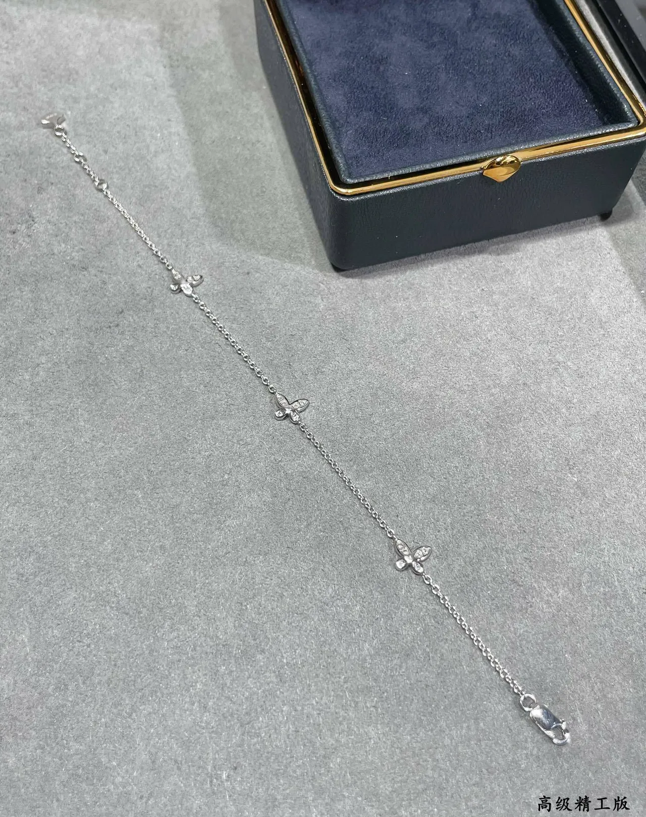 Silver-Tone Pavé Floral Pendant Chain Bracelet 6