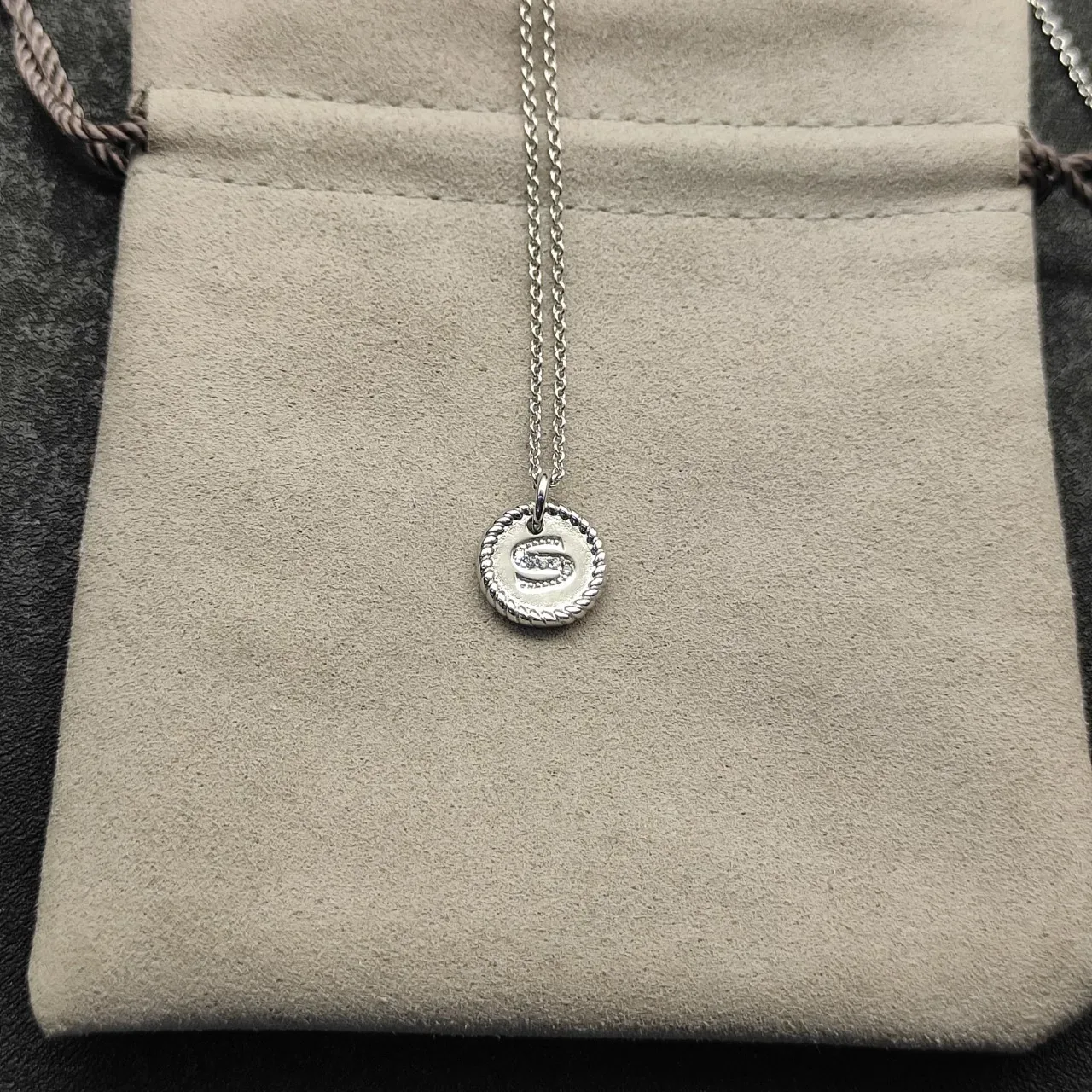 Silver-Tone Rope-Edge Initial S Pendant Necklace 2