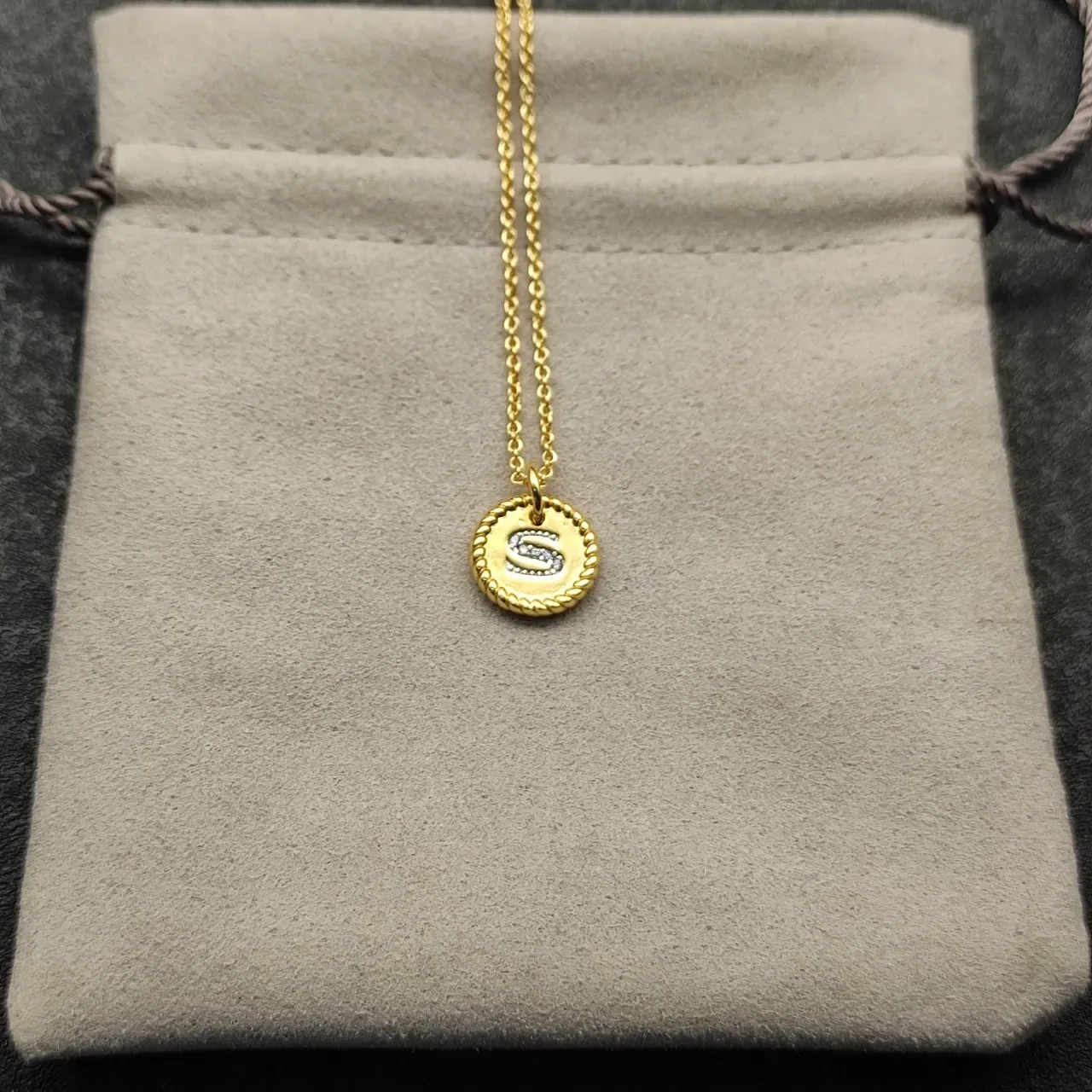Silver-Tone Rope-Edge Initial S Pendant Necklace 3