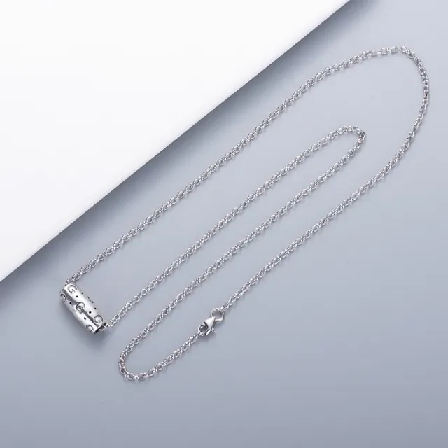 Silver-Toned Cylindrical G-Motif Pendant Necklace 3