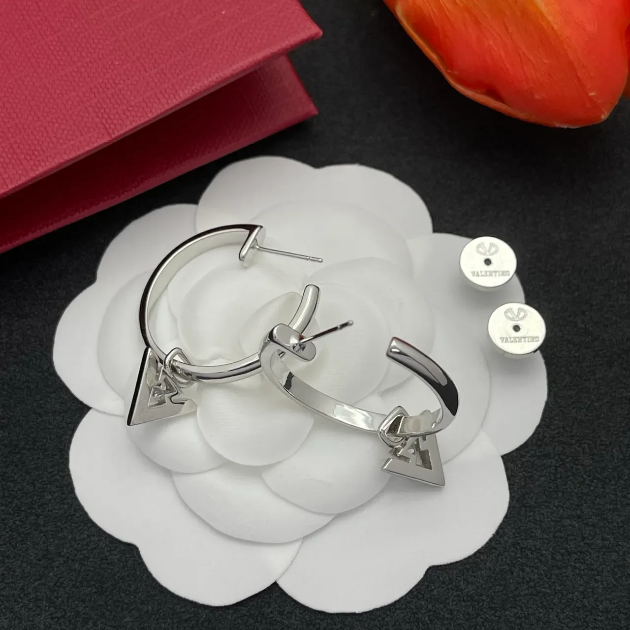 Silver Transparent Polished Hoop Earrings 3