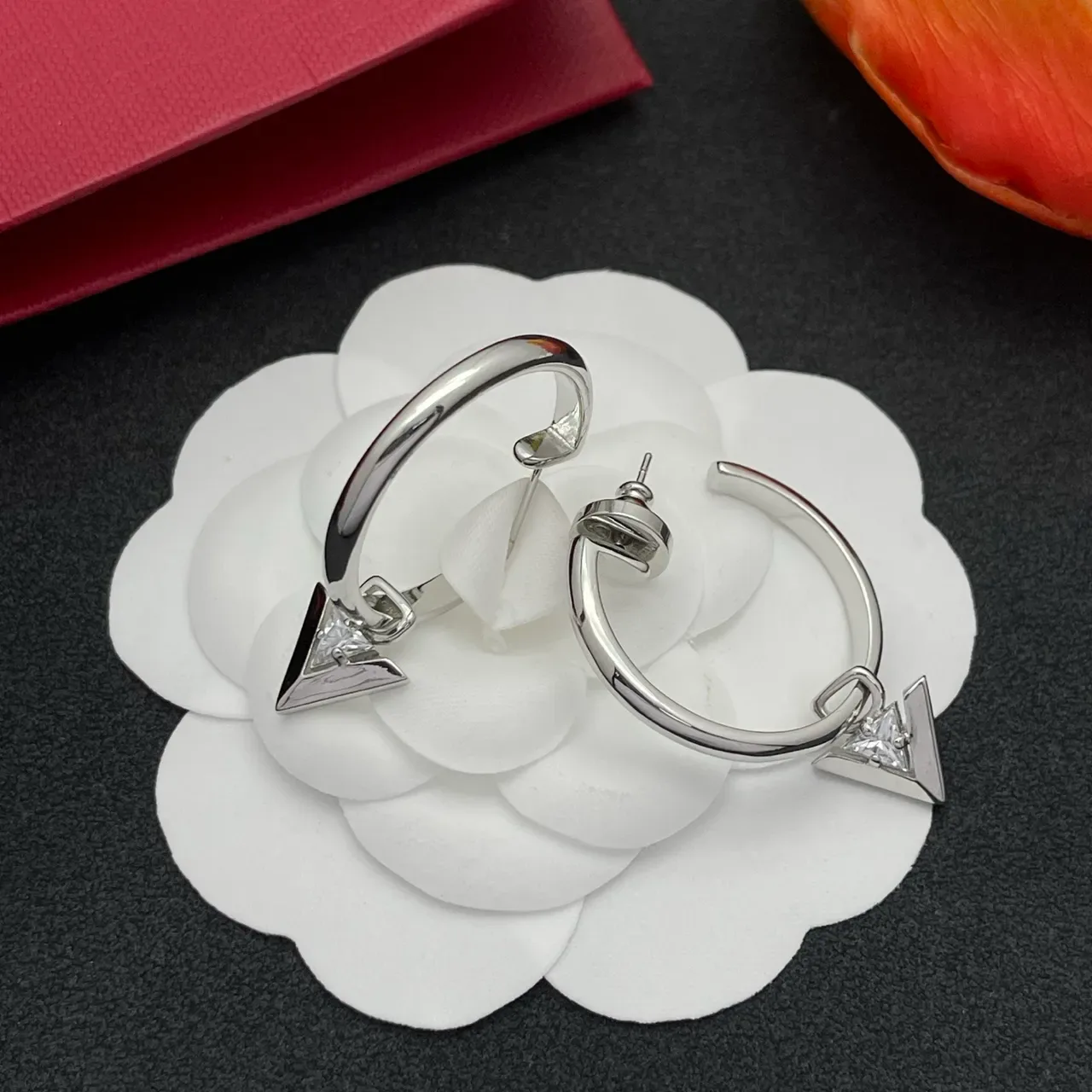 Silver Transparent Polished Hoop Earrings 8