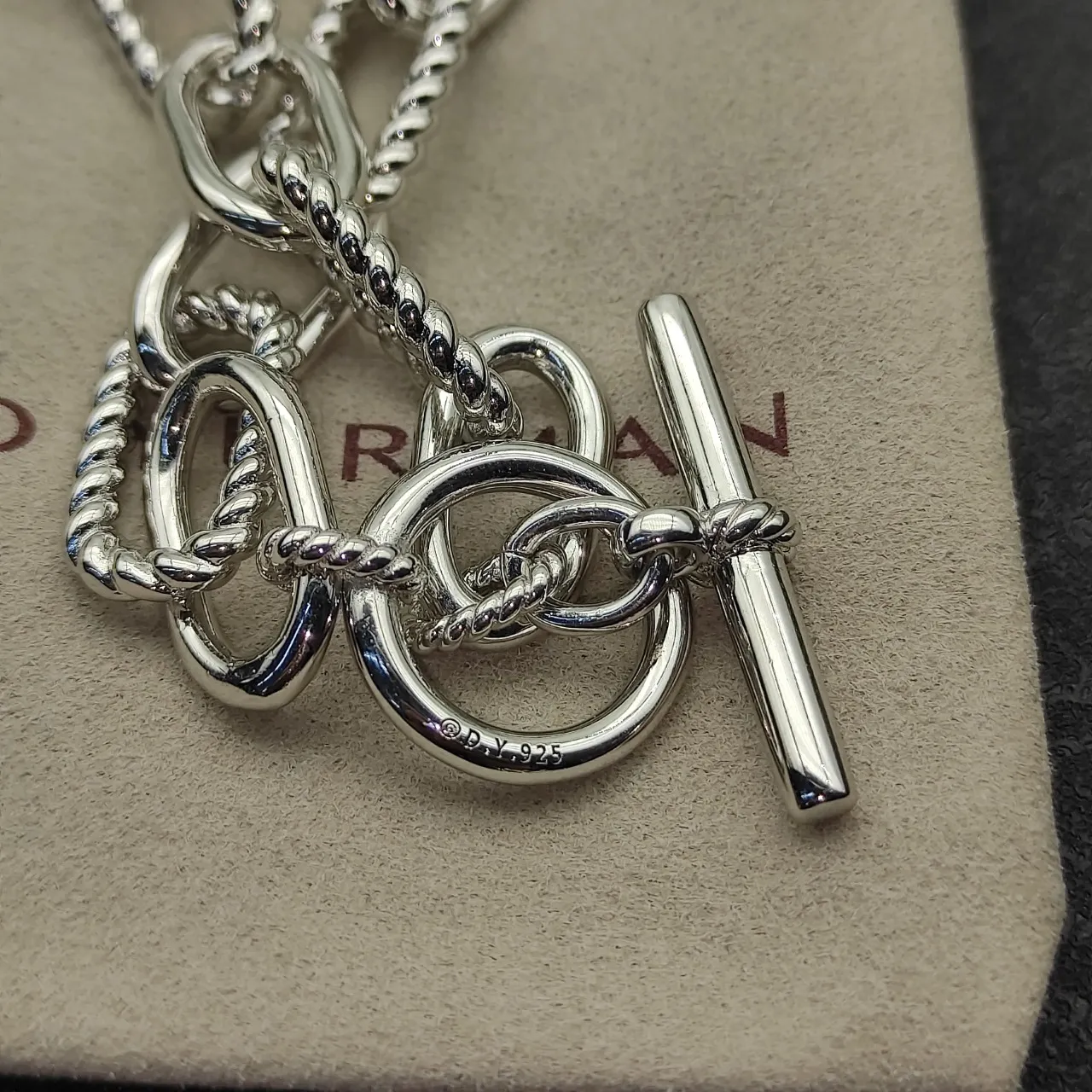 Silver Twisted Rope-Link Toggle Clasp Bracelet 5