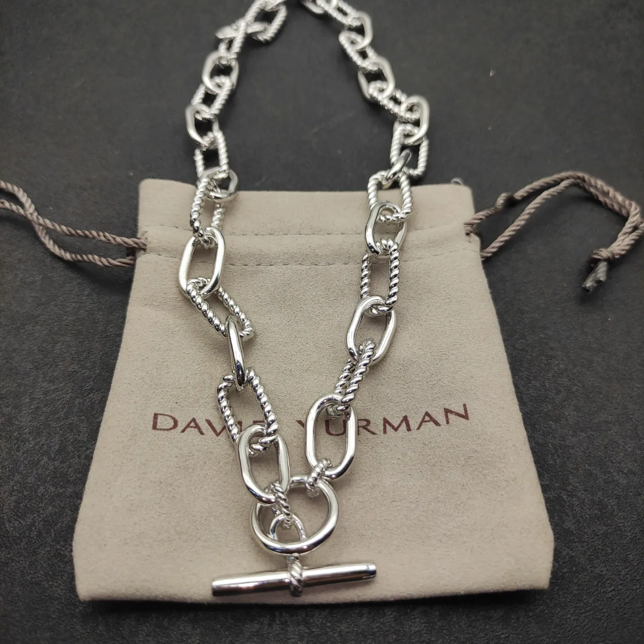 Silver Twisted Rope-Link Toggle Clasp Bracelet 6