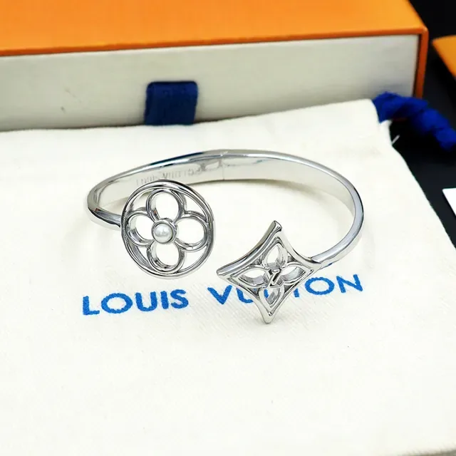 Silver White Open Cuff Floral Filigree Bracelet 4