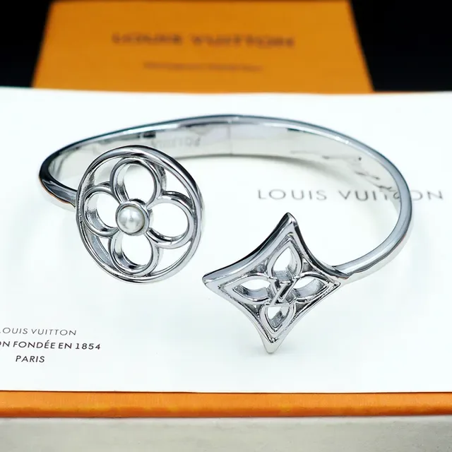 Silver White Open Cuff Floral Filigree Bracelet 9