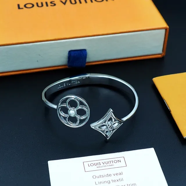 Silver White Open Cuff Floral Filigree Bracelet 11