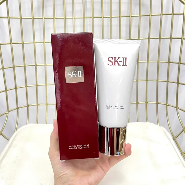 SK-II Facial Treatment Gentle Cleanser White Silver Matte Tube Chrome-Finish Cap Perfume 8