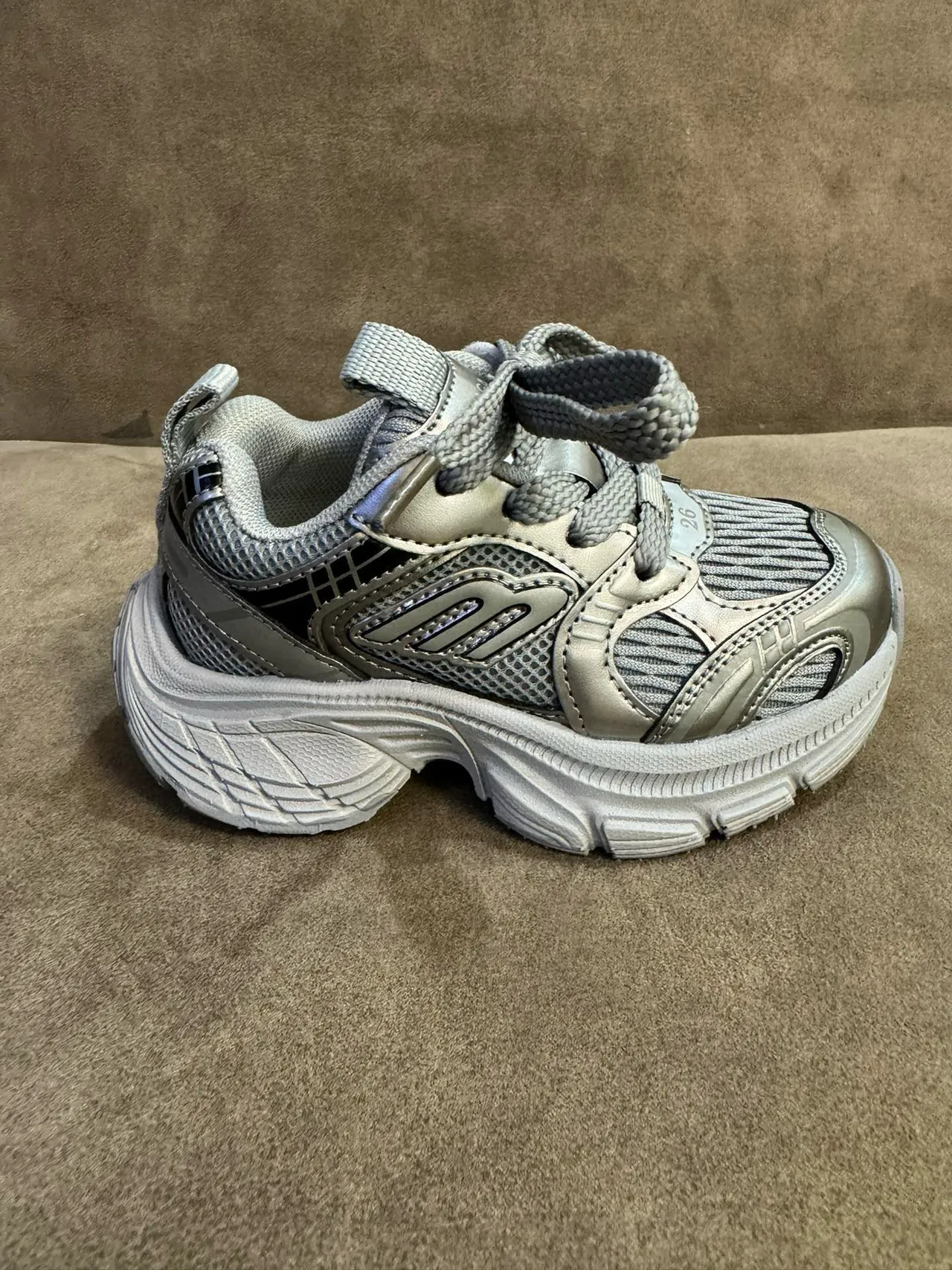 Skechers Silver Gray Sole Mesh And Synthetic Overlay Chunky Sneakers 6