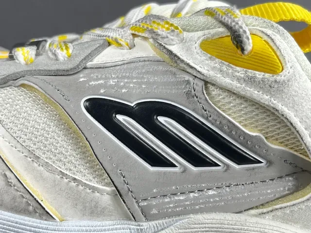 Skechers White Yellow Sole Layered Mesh And Synthetic Upper Chunky Sneakers 14
