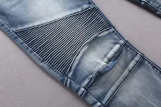 Slim-Fit Moto-Style Light Blue Denim Jeans 4
