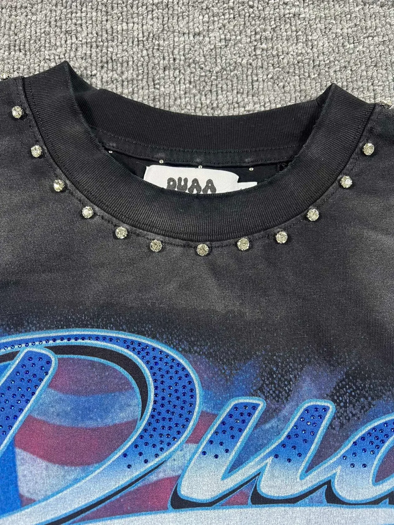 Studded Washed Black Motorcycle Graphic T-Shirt 3