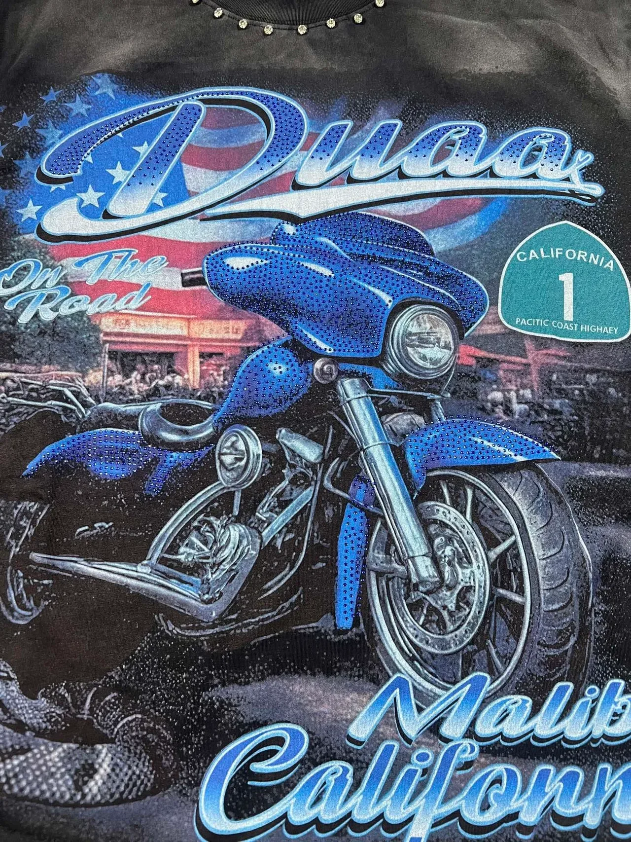 Studded Washed Black Motorcycle Graphic T-Shirt 5
