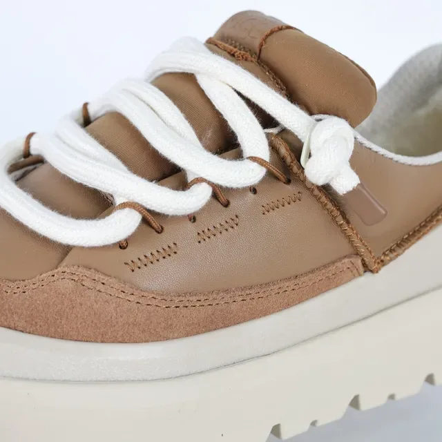Tan and Beige Platform Lifestyle Sneakers 5
