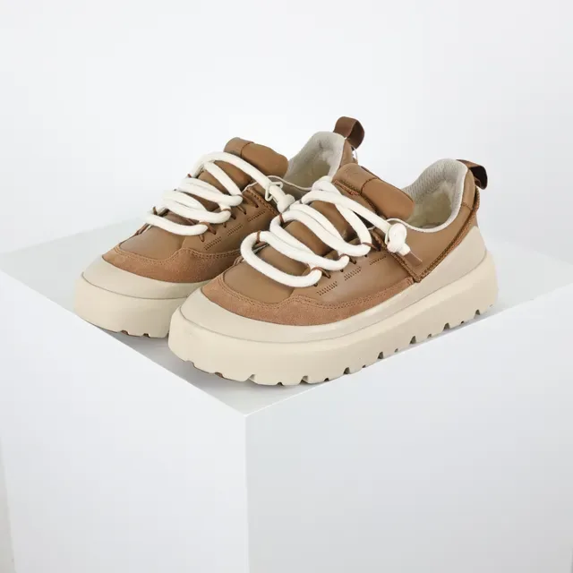 Tan and Beige Platform Lifestyle Sneakers 9