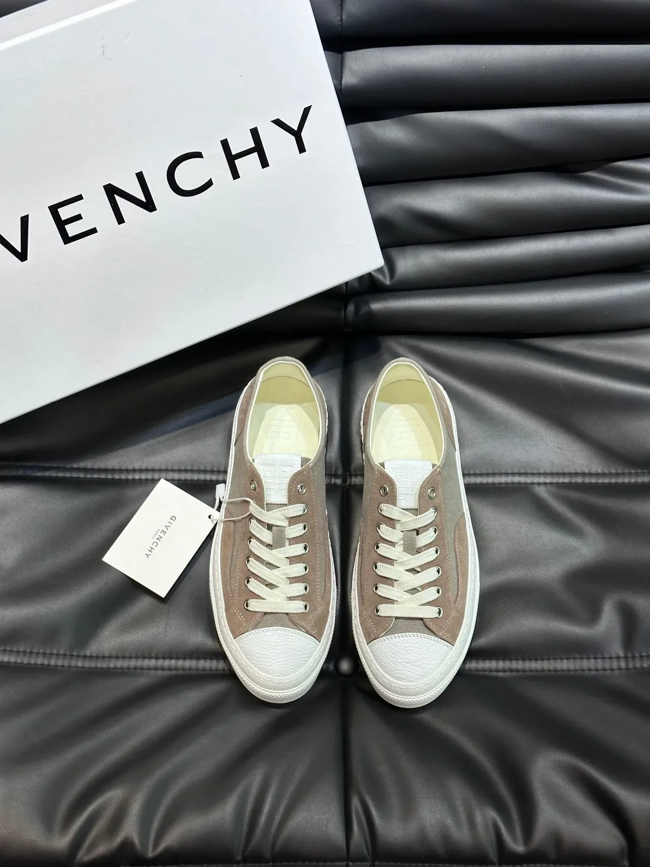 Taupe and White Platform Canvas Sneakers 2