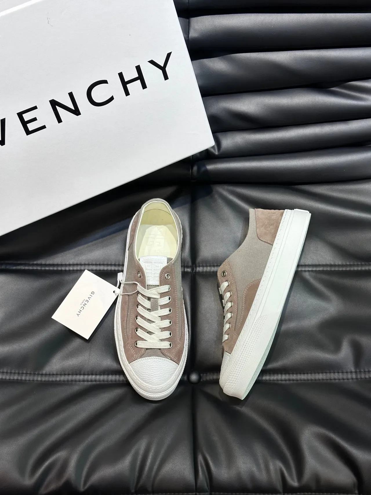 Taupe and White Platform Canvas Sneakers 3