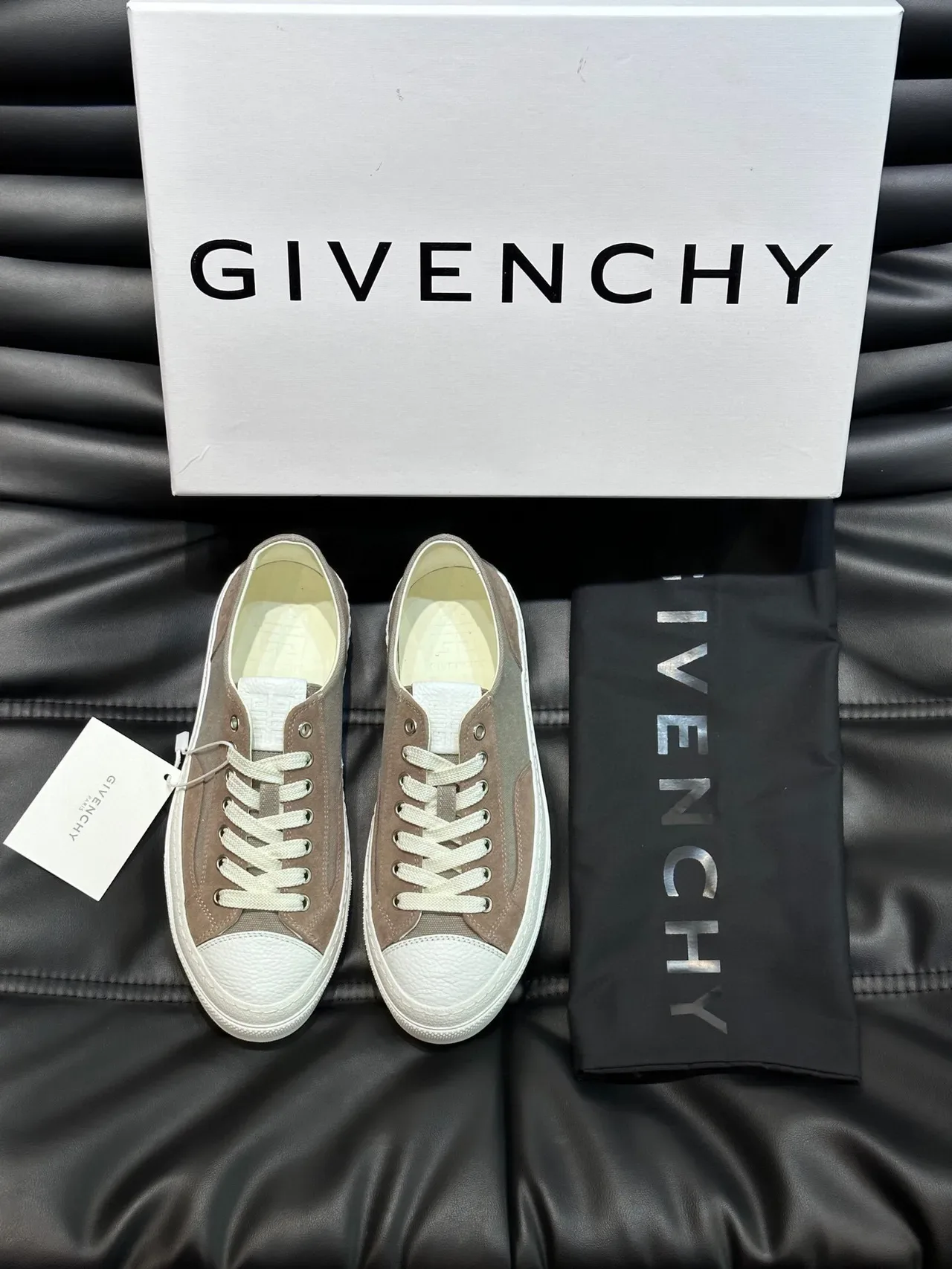 Taupe and White Platform Canvas Sneakers 4