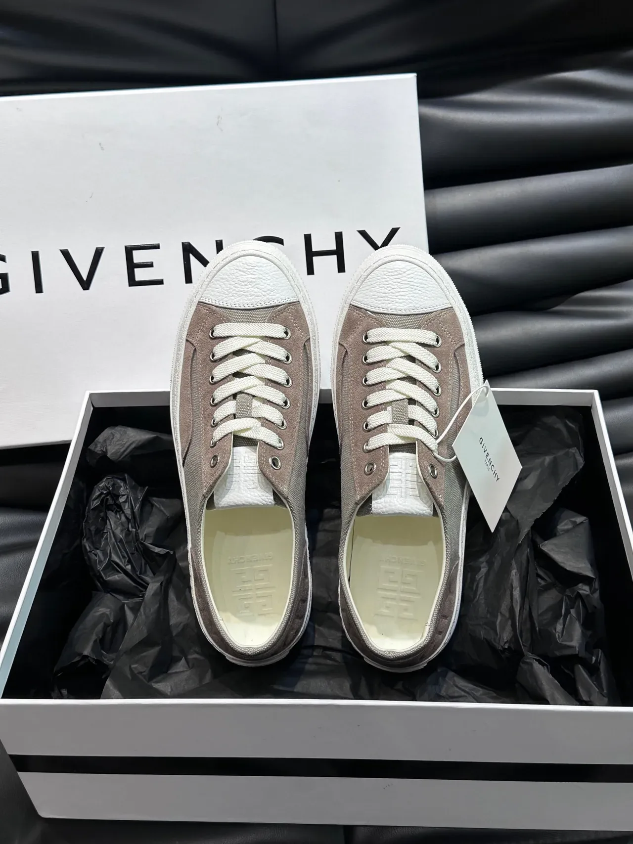 Taupe and White Platform Canvas Sneakers 5