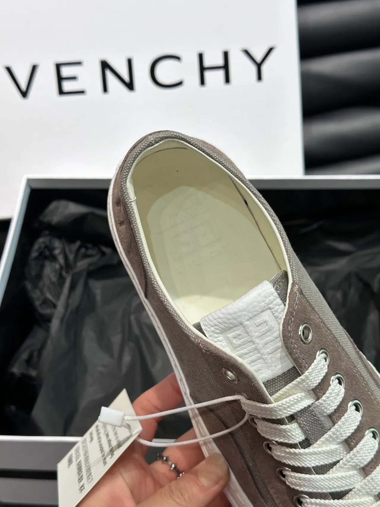 Taupe and White Platform Canvas Sneakers 8