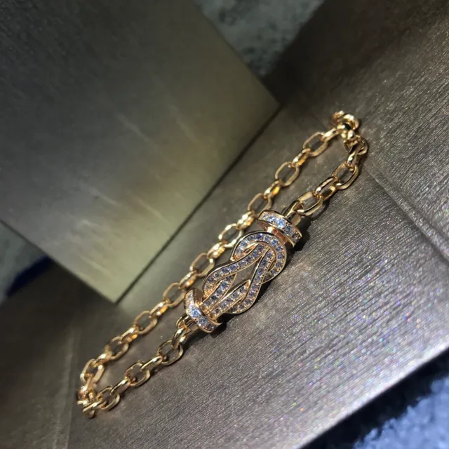 Three-Tone Pavé Knot Charm Link Bracelets 2
