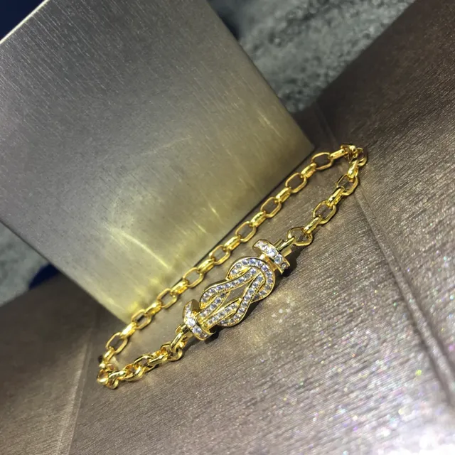 Three-Tone Pavé Knot Charm Link Bracelets 3