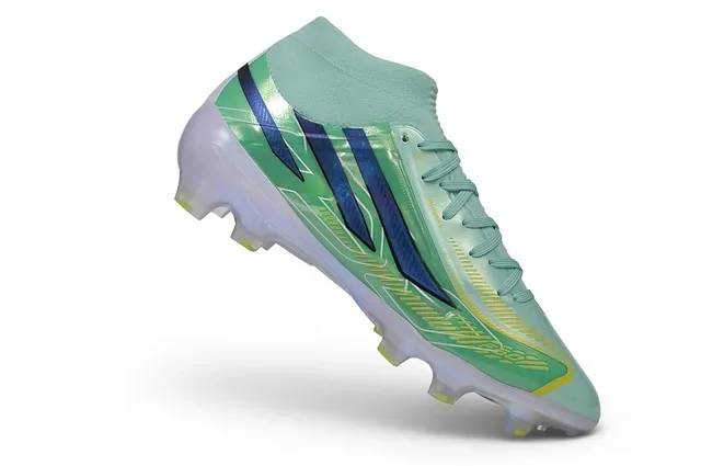 Chaussures de football à tige haute, vert menthe translucide irisé pour terrain ferme 2