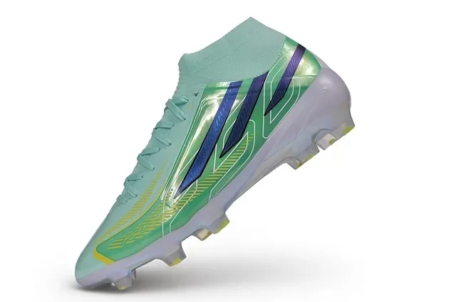Chaussures de football à tige haute, vert menthe translucide irisé pour terrain ferme 3