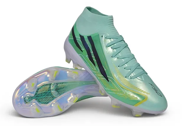 Chaussures de football à tige haute, vert menthe translucide irisé pour terrain ferme 4