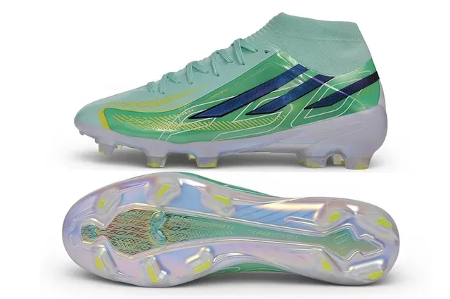 Chaussures de football à tige haute, vert menthe translucide irisé pour terrain ferme 6