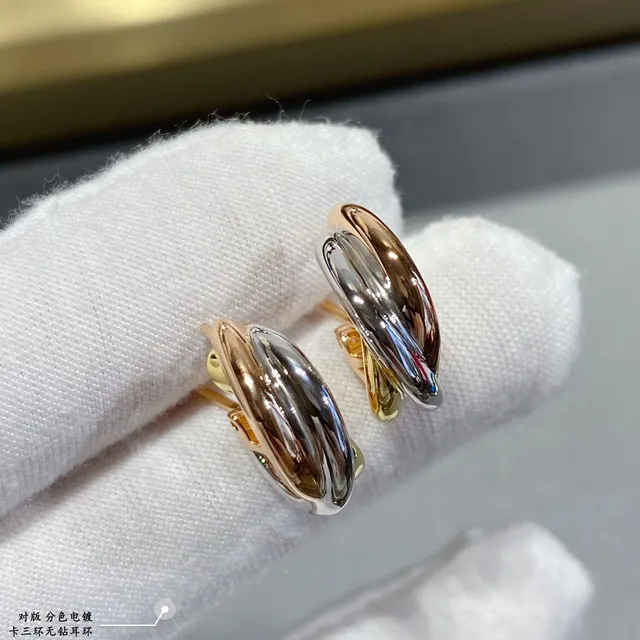 Tri-Tone Twisted Hoop Earrings 3