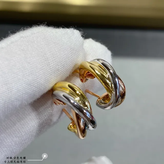 Tri-Tone Twisted Hoop Earrings 7