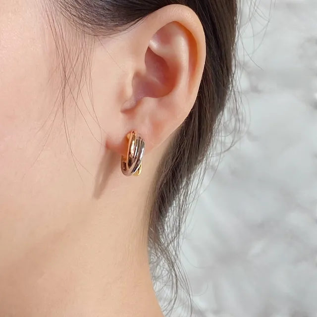Tri-Tone Twisted Hoop Earrings 8