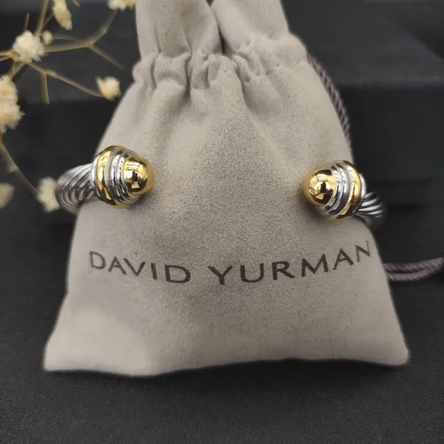 Twisted Cable Dual-Tone Silver and Gold Open Cuff Bracelet 3
