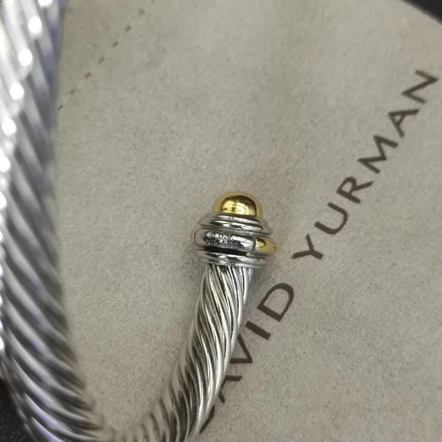 Twisted Cable Dual-Tone Silver and Gold Open Cuff Bracelet 4