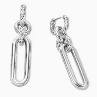 Twisted Rope Oval Link Silver Earrings