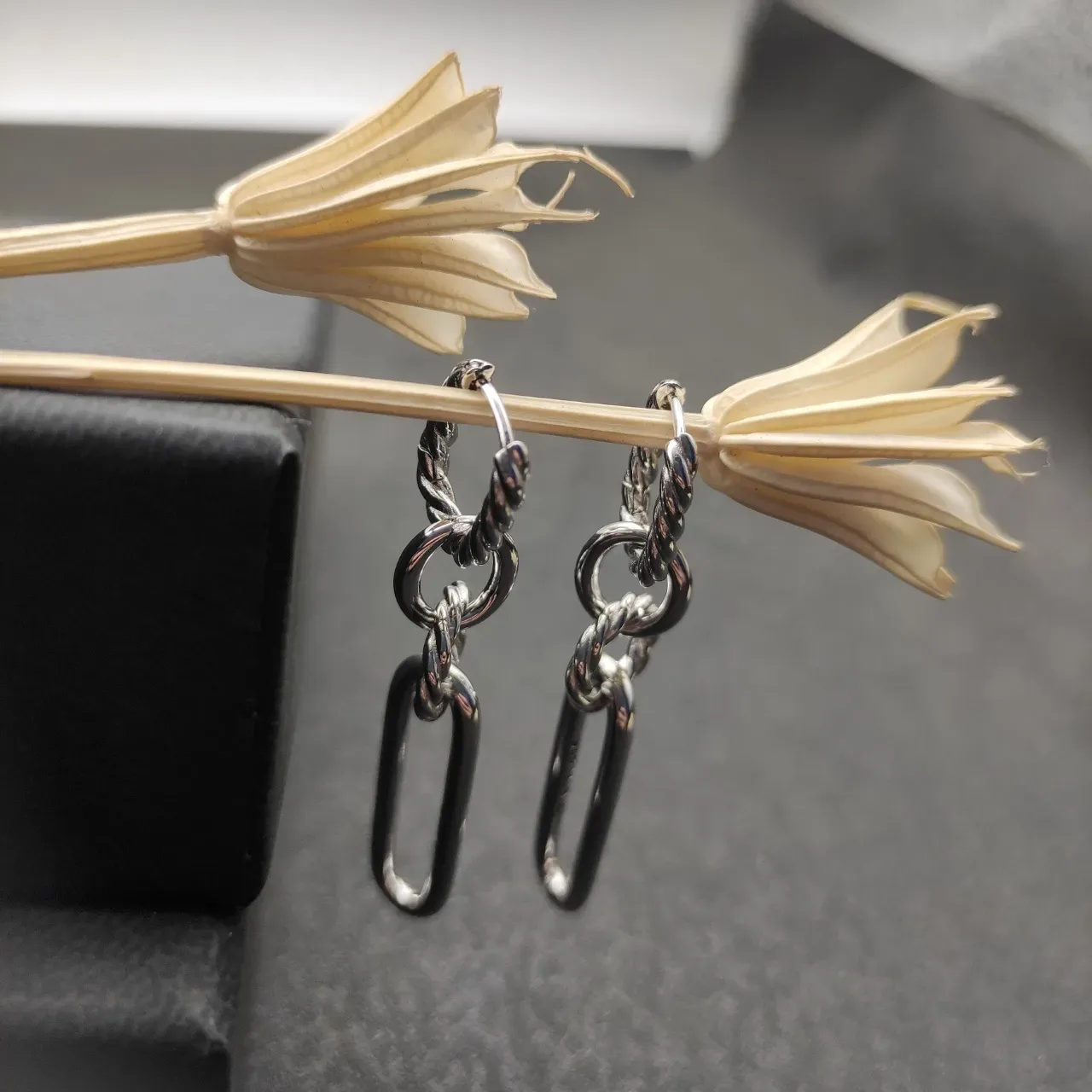 Twisted Rope Oval Link Silver Earrings 5