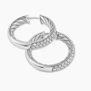 Twisted Rope Pavé Diamond Hoop Earrings