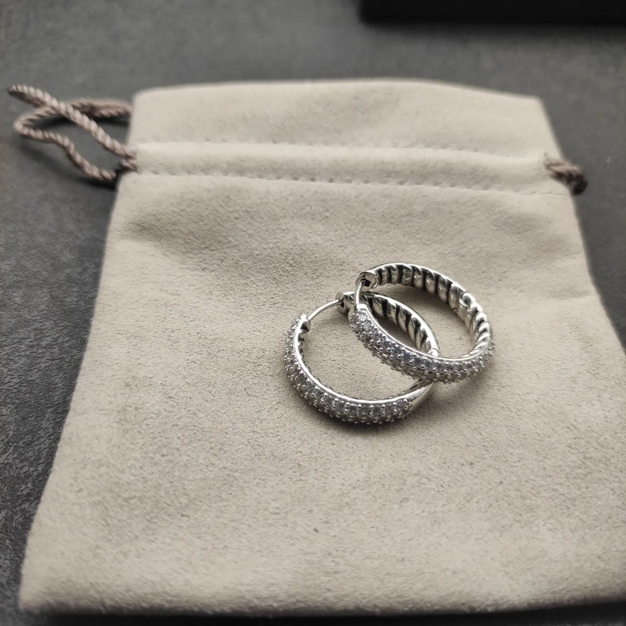 Twisted Rope Pavé Diamond Hoop Earrings 2
