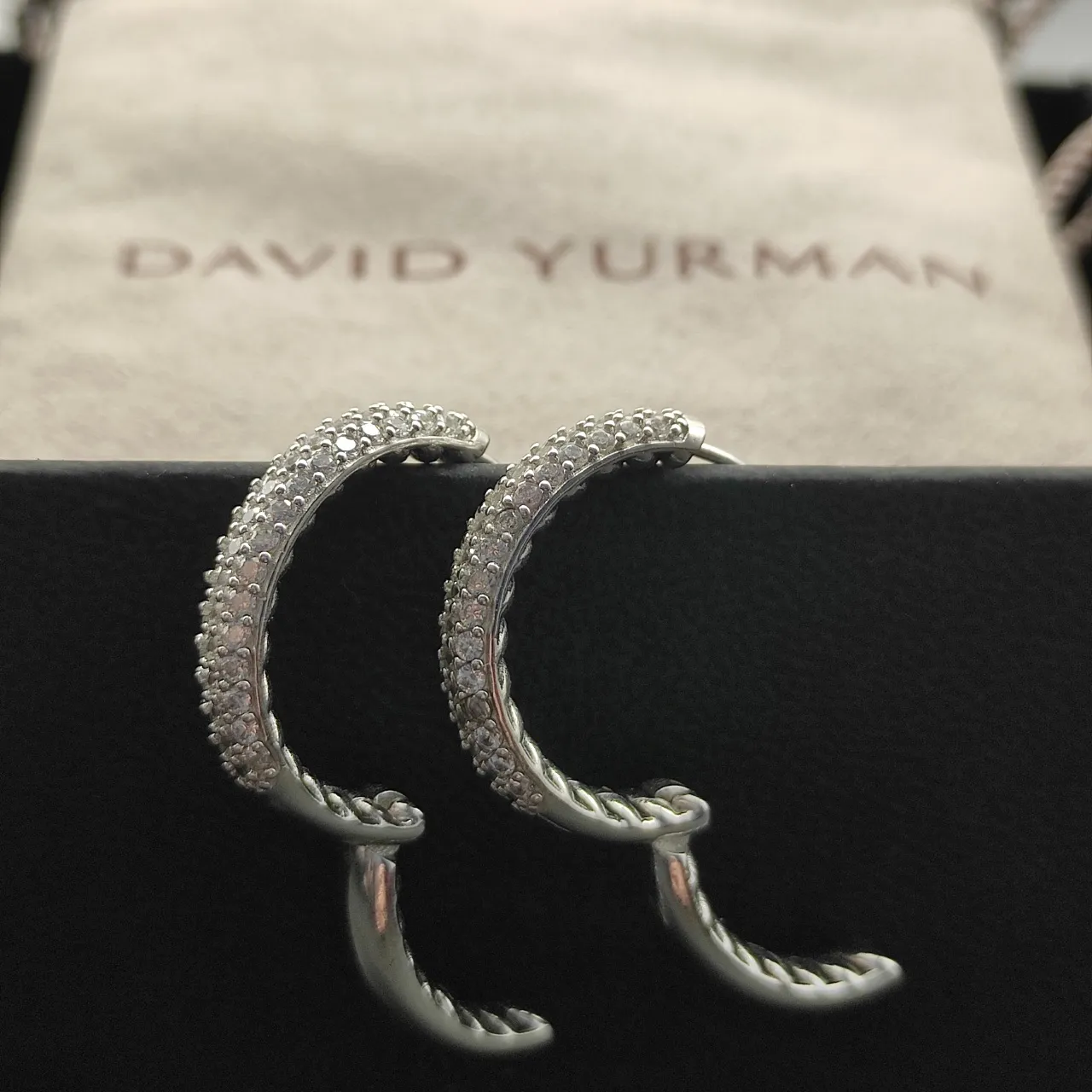 Twisted Rope Pavé Diamond Hoop Earrings 4