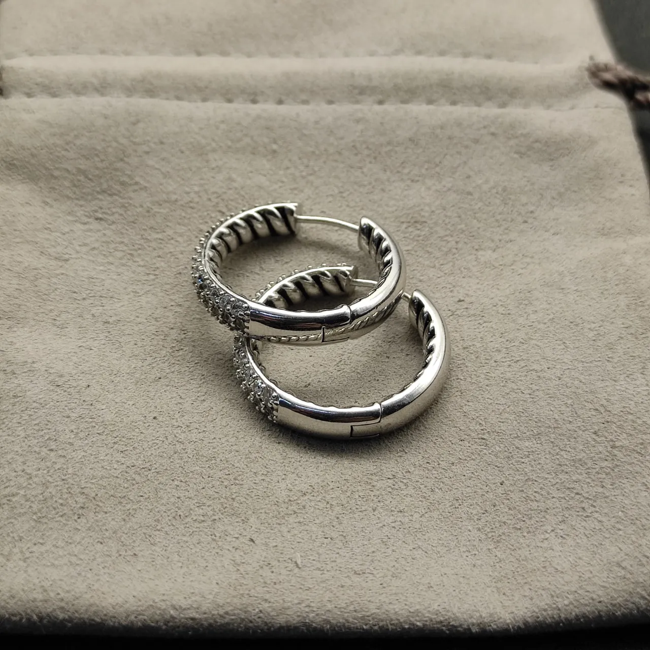 Twisted Rope Pavé Diamond Hoop Earrings 5